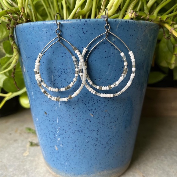 Jewelry - White Bead Multilayered Danglers
